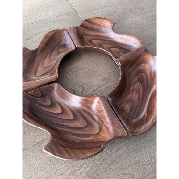 Cal Orig Wood Grain Look Pottery USA 618 Casserole Dish Bowl Set of 4 MCM - Picture 3 of 7